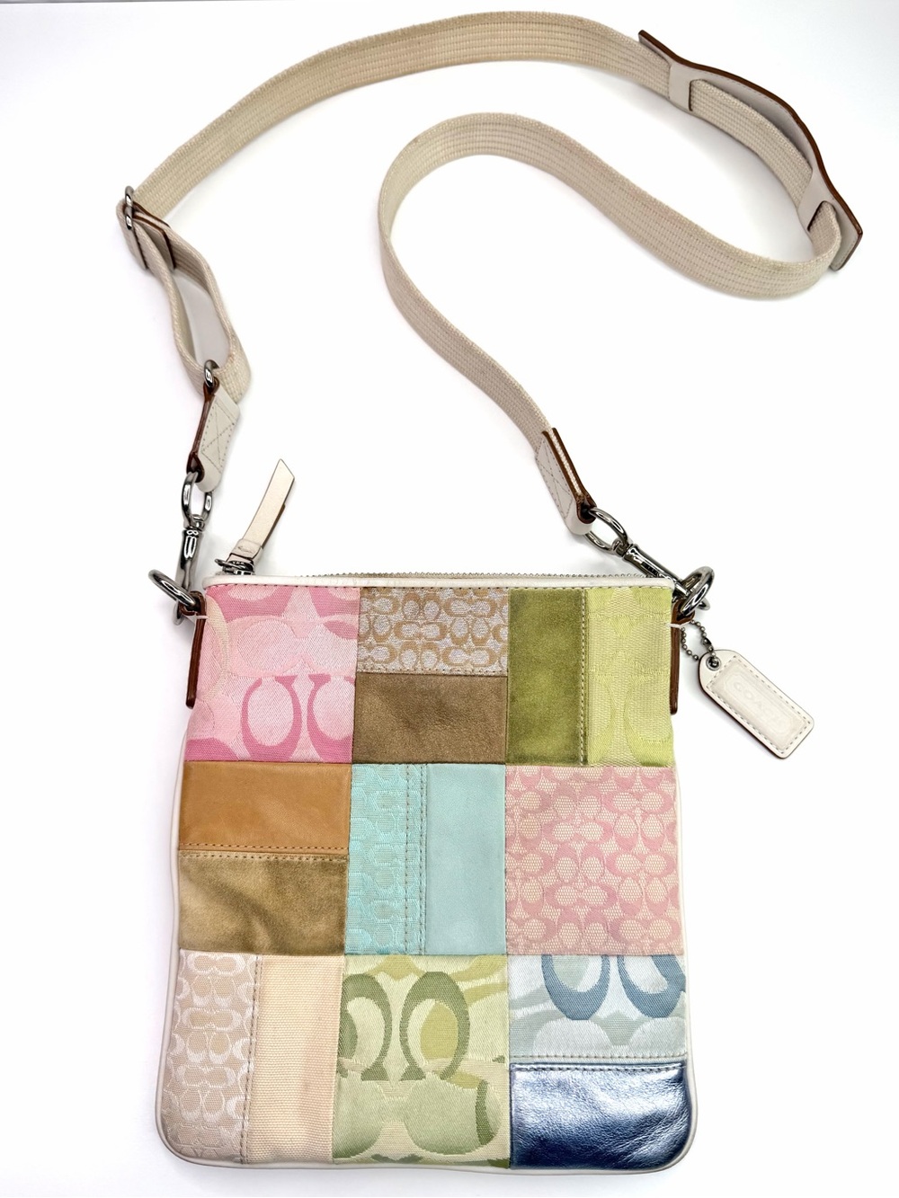 Coach Vintage Y2K Multicolor Pastel Patchwork Adjustable F10878 Crossbody Bag